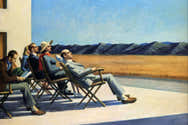 Reproduction Toile "People In The Sun" Edward Hopper | Format 40x64cm Avec Cadre Noir | Déco Murale Moderne - 1