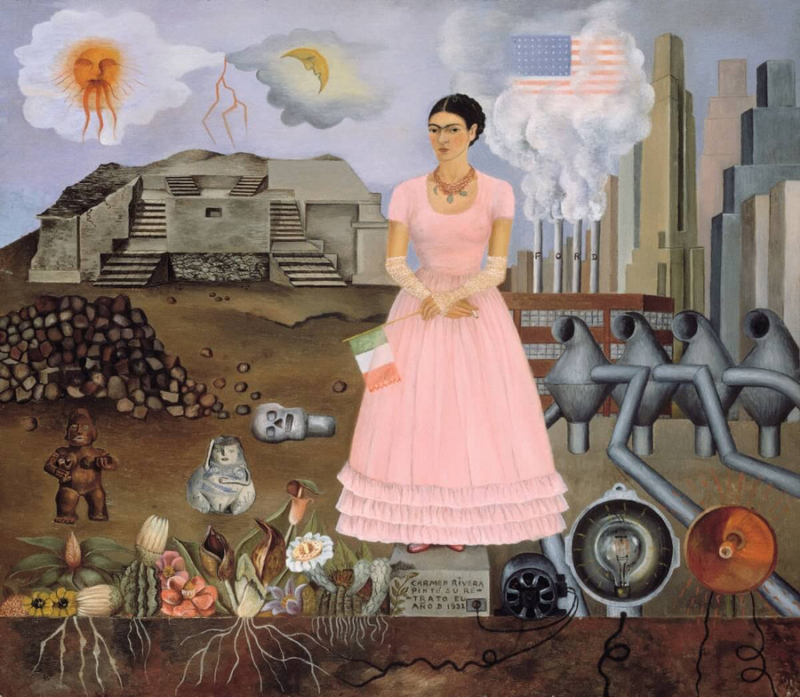 Selbstporträt an der Grenze zwischen Mexiko und den USA - Frida Kahlo