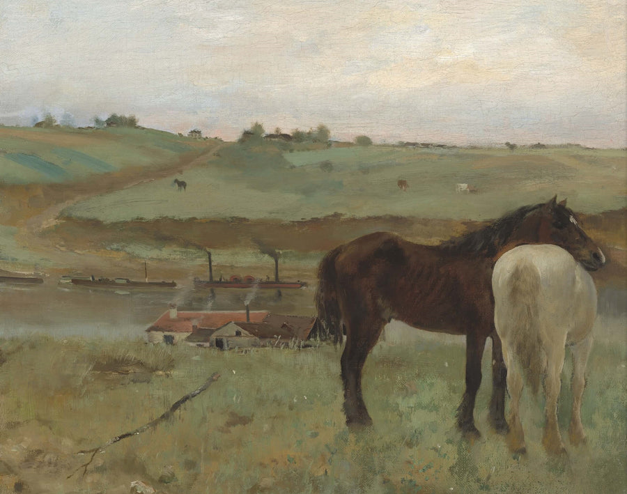 Pferde auf einer Wiese - Edgar Degas