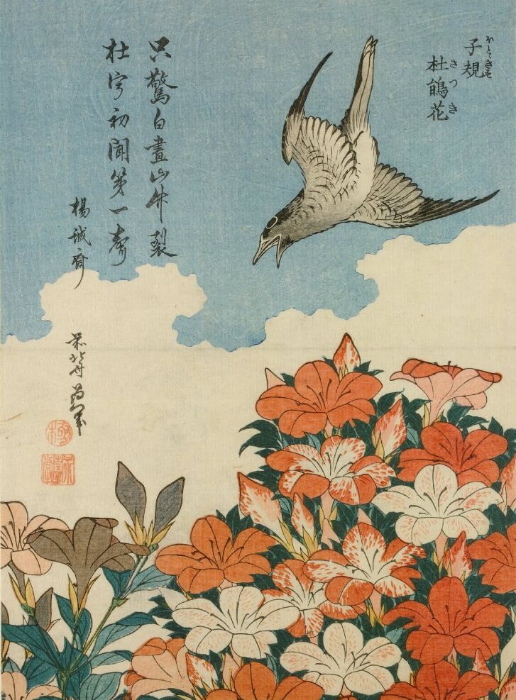 Cuckoo and azaleas - Hokusai