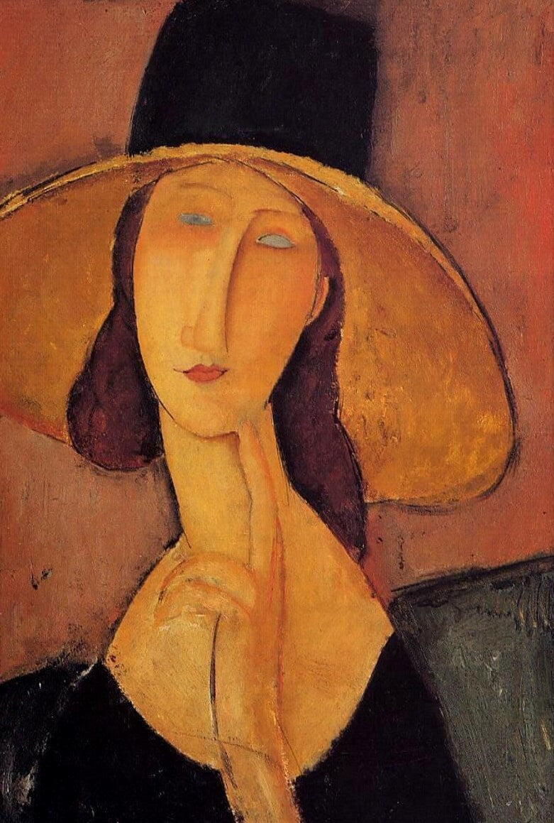 Jeanne Hébuterne mit großem Hut - Amedeo Modigliani