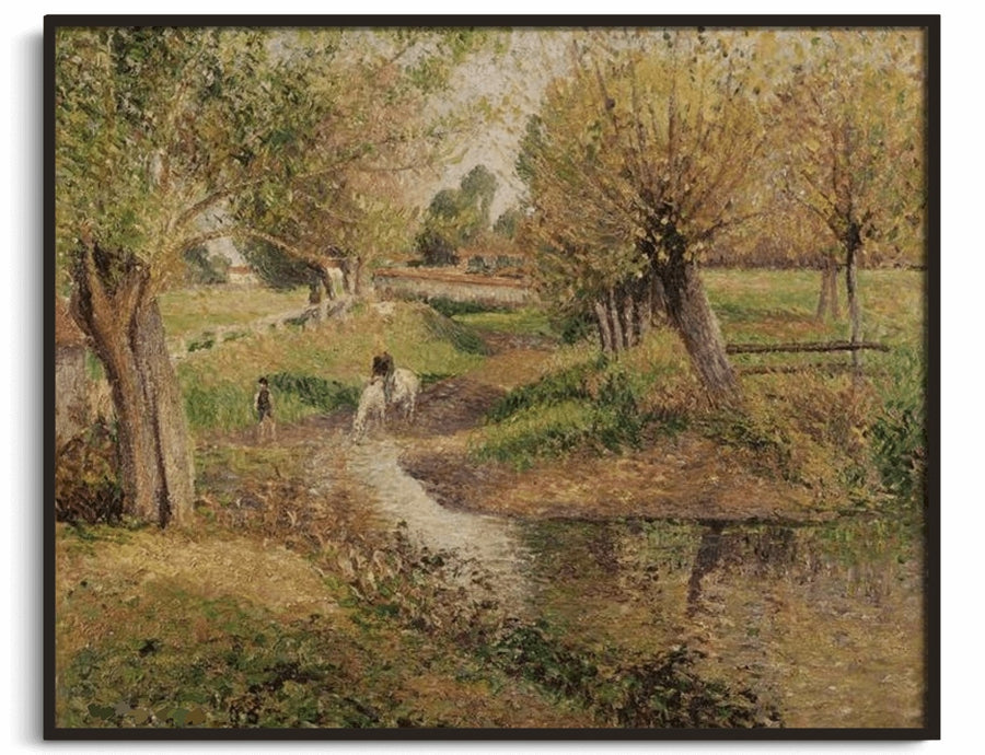Äpfel und Birnen in einem runden Korb – Camille Pissarro