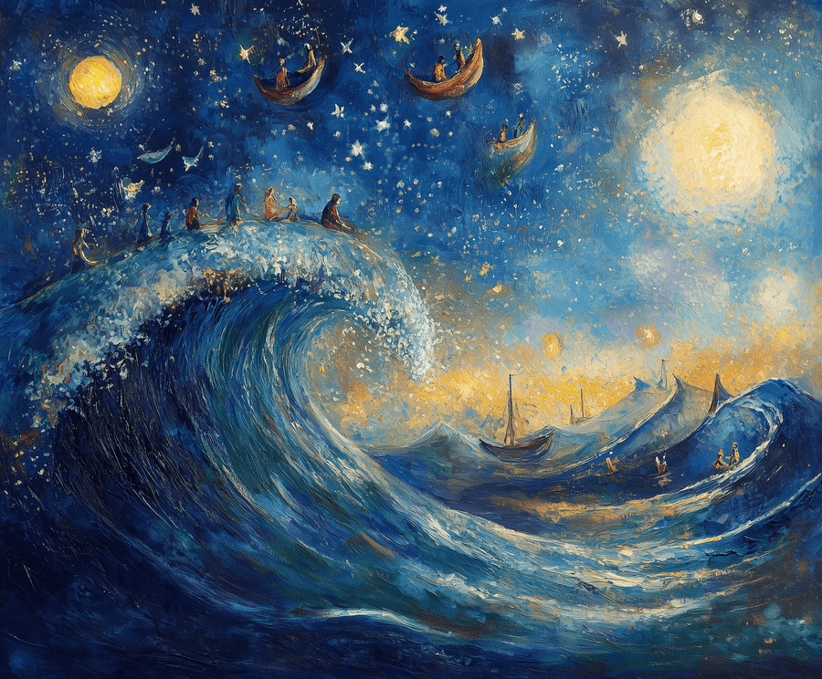 Die große Welle vor Kanagawa x Chagall