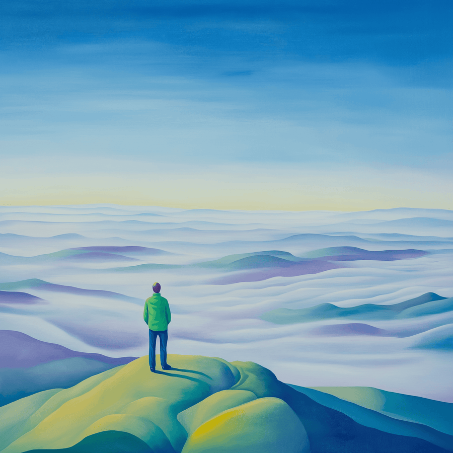 Le Voyageur au dessus de la Mer de Nuages x Hockney