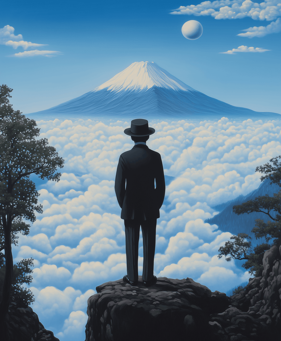 Le Voyageur au dessus de la Mer de Nuages x Magritte