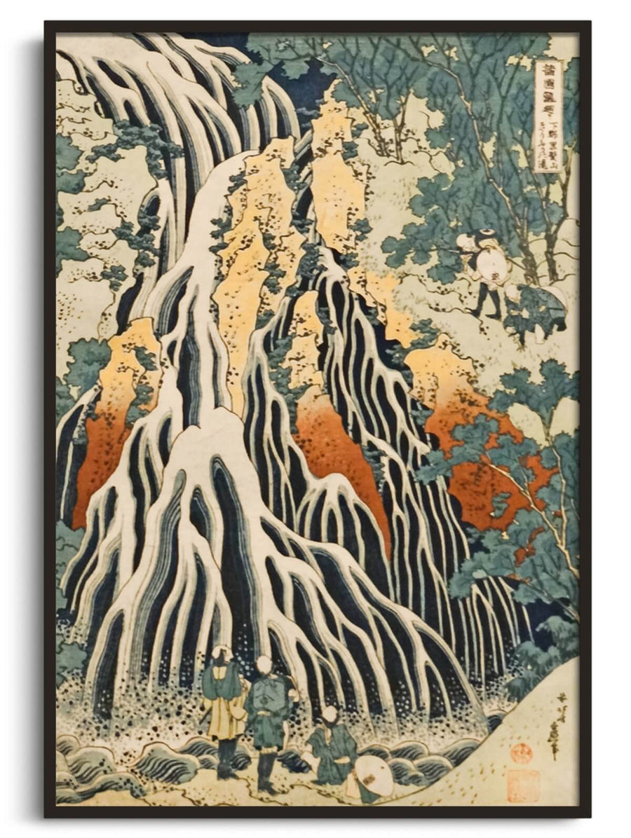 Pèlerins à la cascade de Kirifuri sur le mont Kurokami dans la province de Shimotsuke - Hokusai