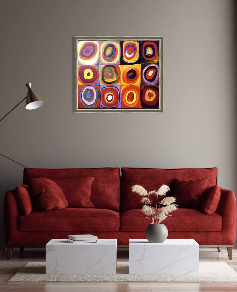 Étude de couleurs, carrés avec cercles concentriques - Vassily Kandinsky