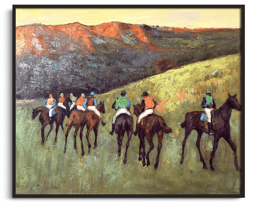 Pferderennen in einer Landschaft - Edgar Degas