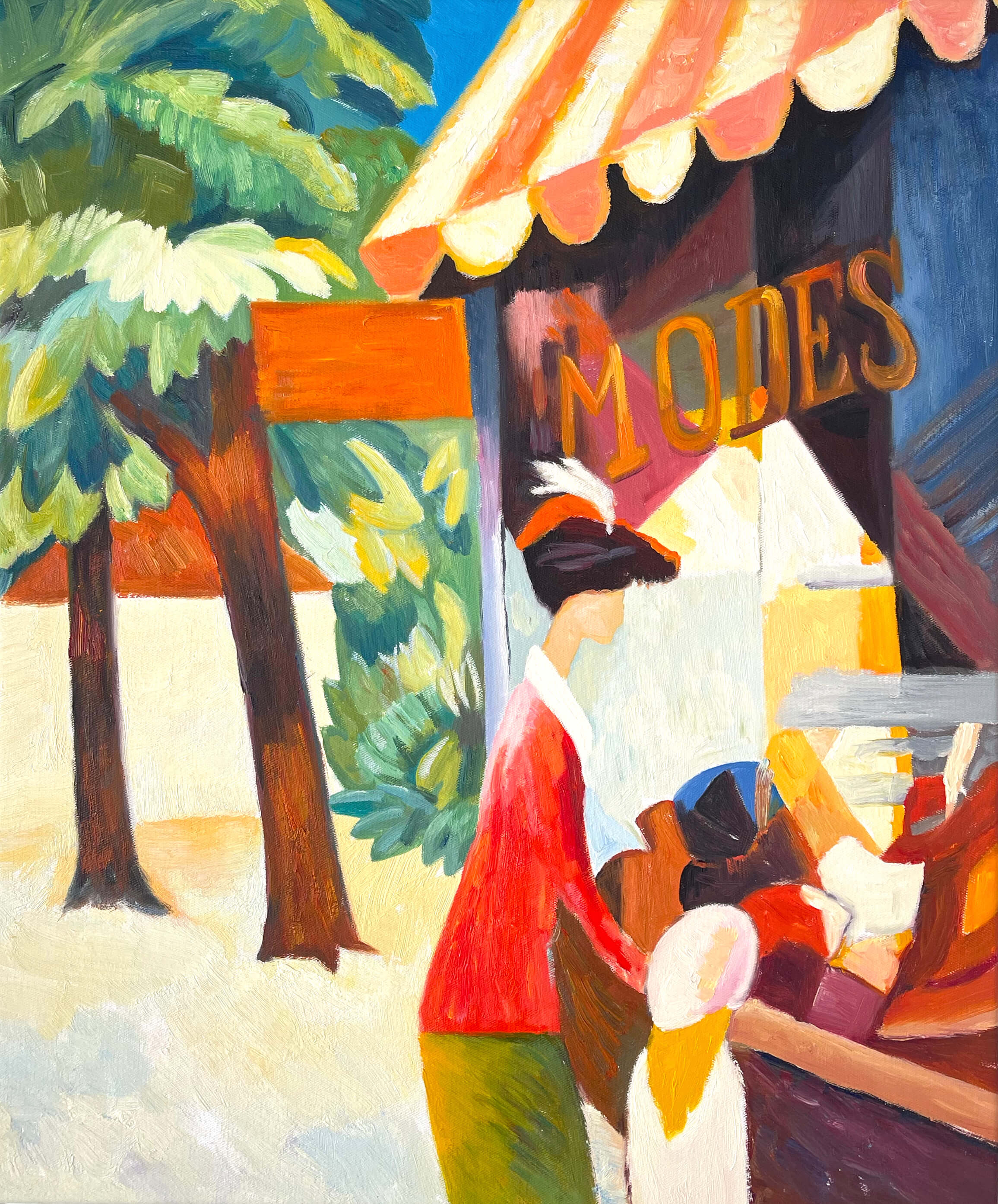 Reproduktion von Vor dem Hutladen von August Macke – Galerie Mont-Blanc